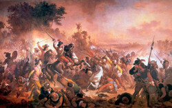Pintura representando uma batalha